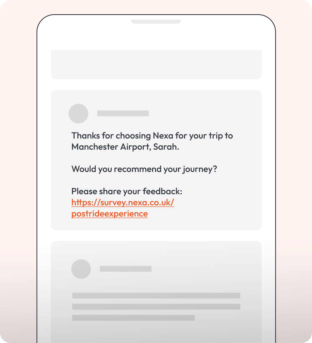 Graphic showing a CES survey sent by SMS.
