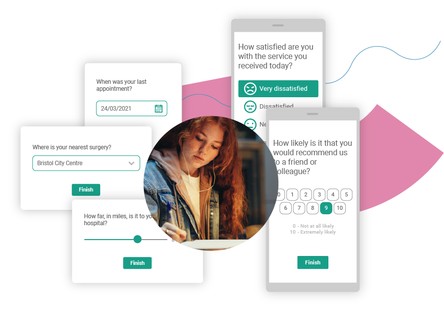 A graphic showing different question types available with SmartSurvey.