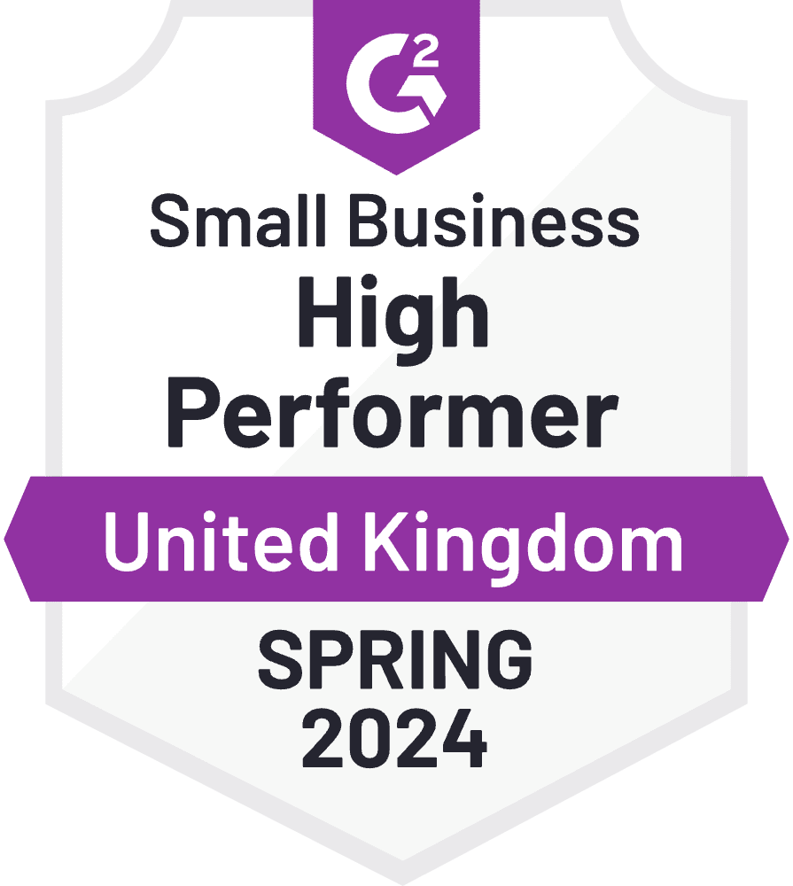 G2 Small Business High Performer UK Spring 2024 award.