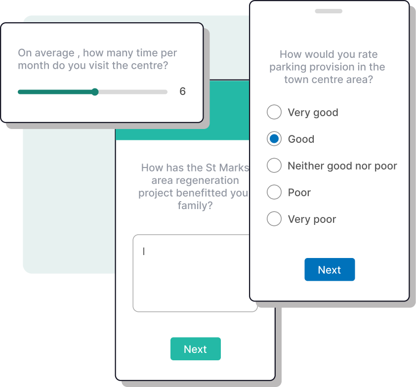 Graphic showing consultation survey creation.