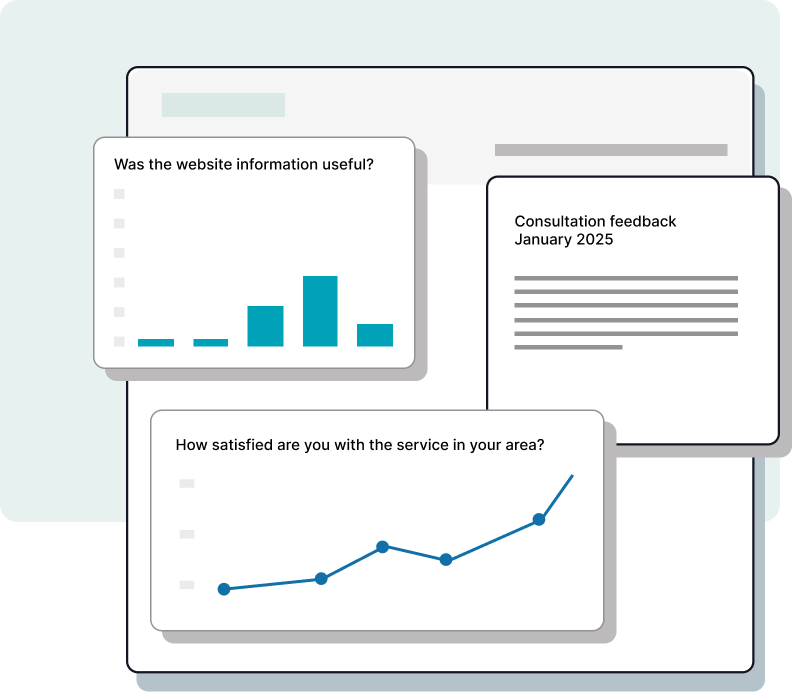 Graphic showing SmartSurvey consultation dashboards.