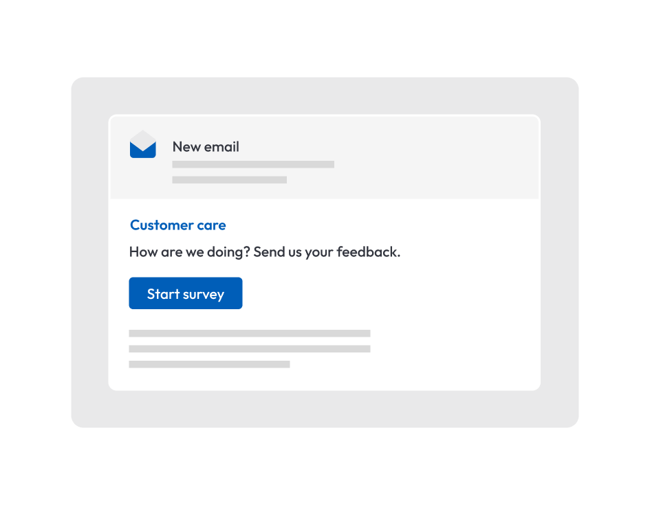 Screenshot showing email survey invite.