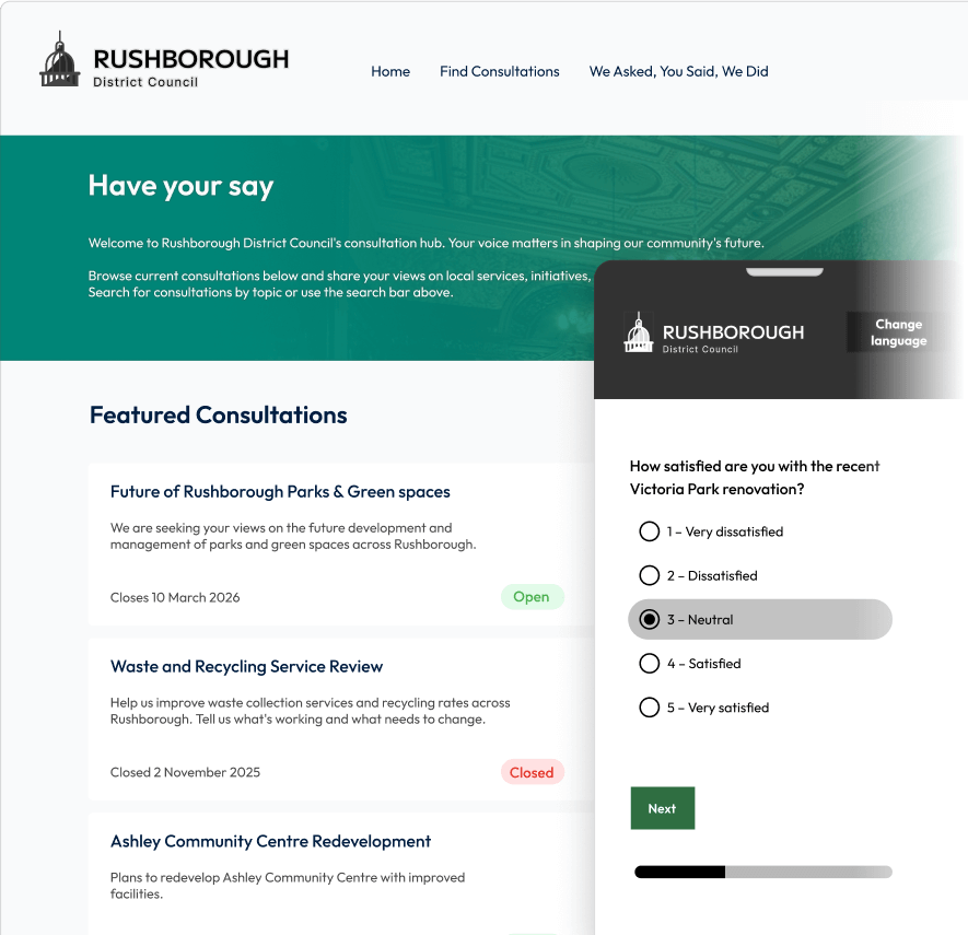 Screenshot of a SmartSurvey consultation.