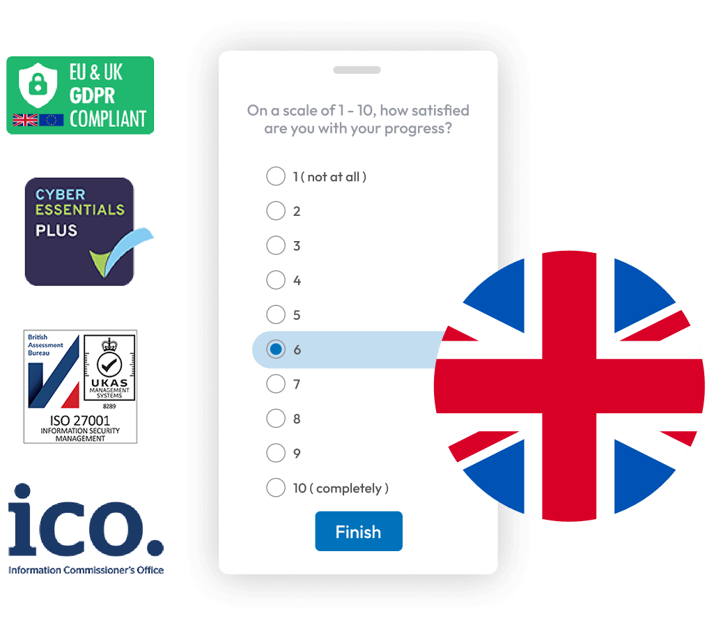 Security logos - GDPR, Cyber Essentials Plus, ISO 27001, ICO.